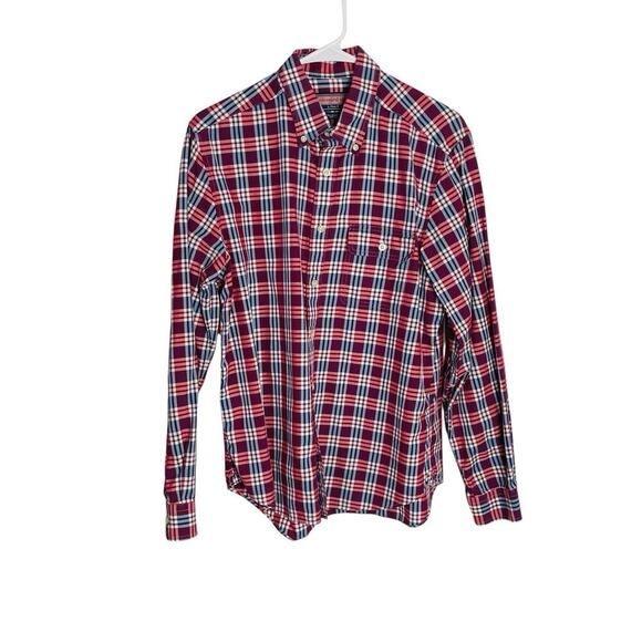 Vineyard Vines Patriotic Shirt Mens M Red Blue Plaid Collegiate Fit Long Sleeve - Picture 2 of 7